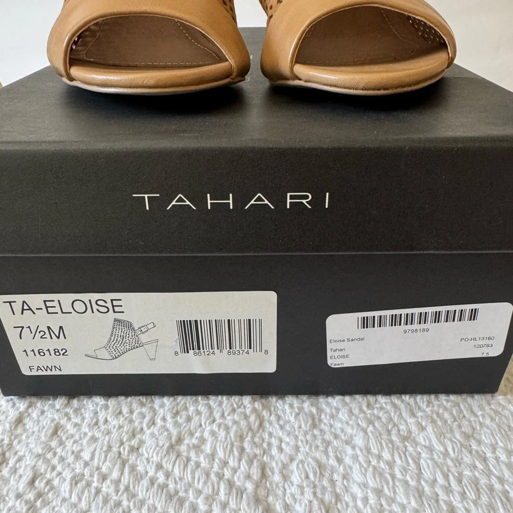 BNWB-Tahari Eloise Slingback Stacked Heel Sandal Size 7 1/2 Fawn